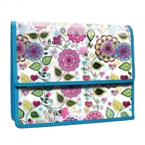 Carpeta con solapa de velcro con diseño de flores A4