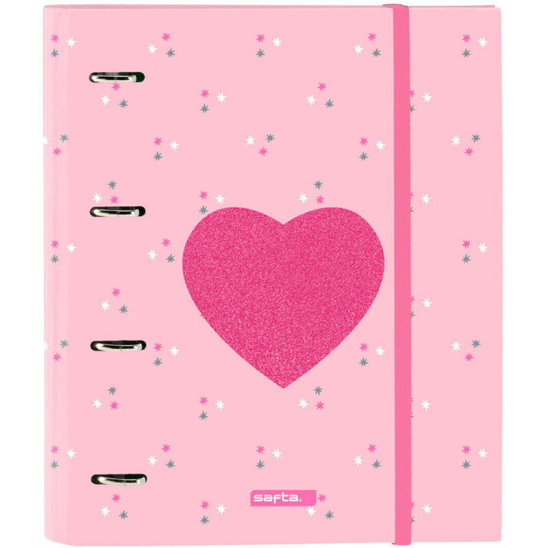 Carpeta De Anillas 4X35Mm C/Recambio 100H A4 T/Duras Cierre C/Goma Corazón - Safta