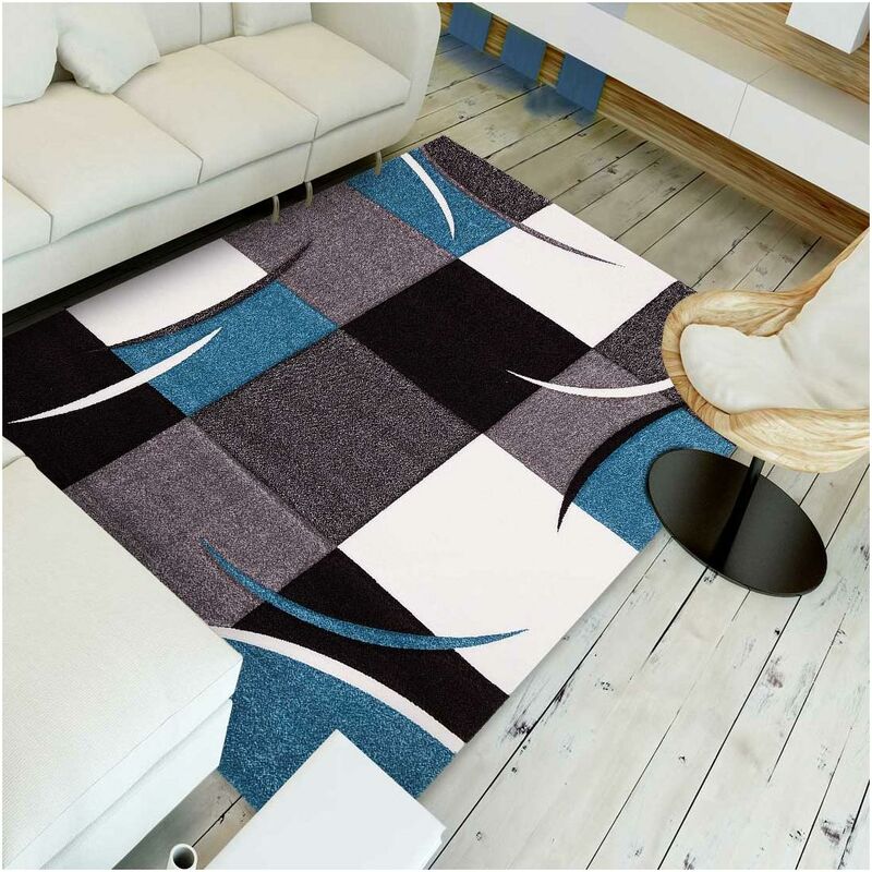 

Merinos - Diseño y diamante moderno 665-80 alfombra en polipropileno marrón. - Bleu