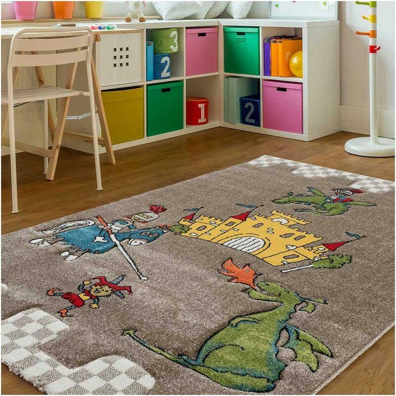 

Alfombra infantil Château y Dragón de Polepropileno Marrón - Marron