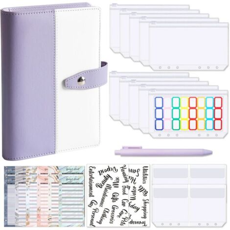 Carpeta de presupuesto A6, carpeta Macaron con 12 bolsillos transparentes con cremallera - Sobres para presupuestos, organizador de ahorros, sistema de sobres con etiquetas autoadhesivas