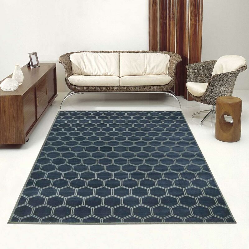 

Manipur 1A2T Diseño alfombra en plata viscosa - Bleu
