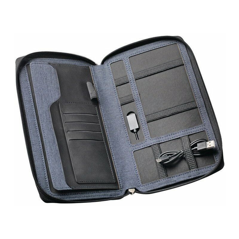 

Carpeta de viaje azul jeans con power bank Al28xAn140xF242mm