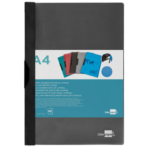 Carpeta liderpapel dossier pinza lateral 35365 polipropileno din a4 negra 30 hojas pinza deslizante