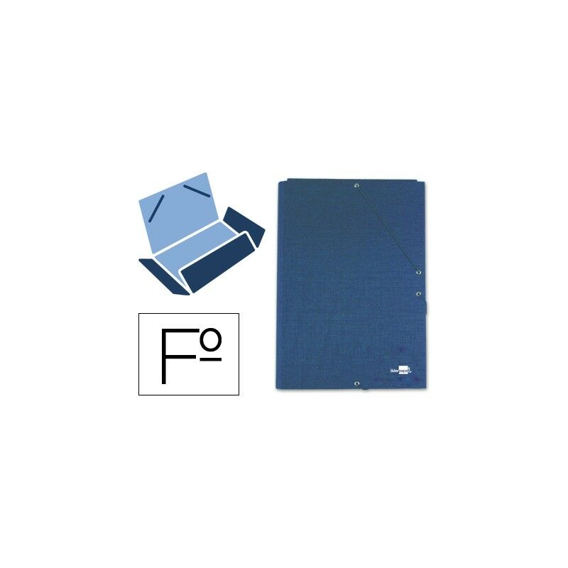 

Carpeta gomas folio 3 solapas carton forrado azul - Liderpapel