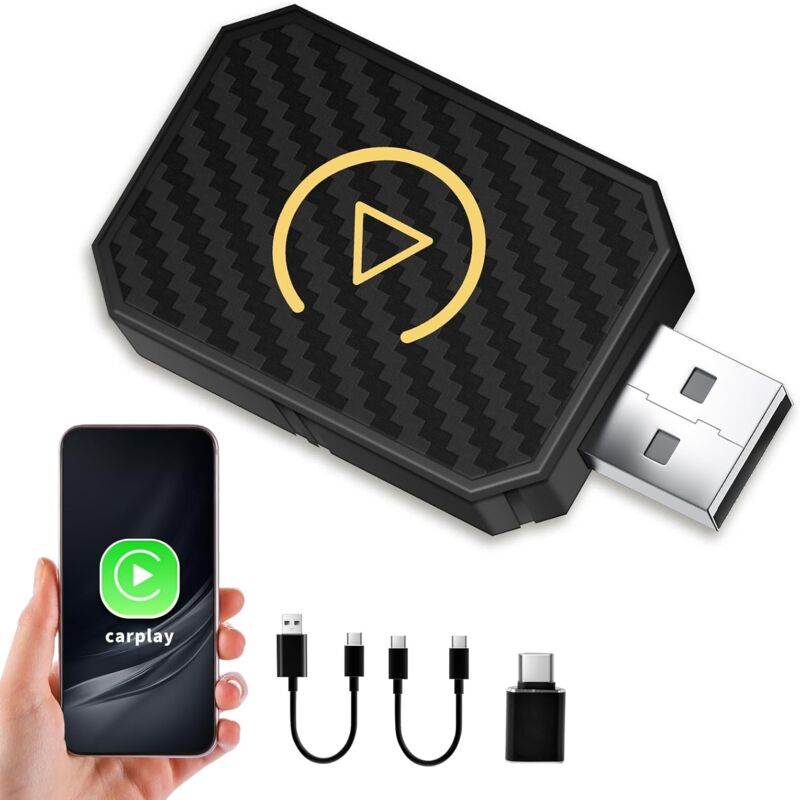 Carplay sans Fil Adaptateur, Car Play Convertit Carplay Filaire en sans Fil, Compatible avec 99% des Voitures de 2016 et après, Easy Connect carplay