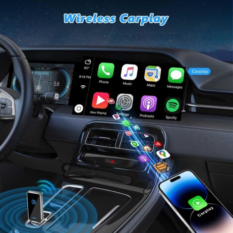 CarPlay wireless per iPhone, Plug & Play tipo C/USB, mini e stabile, compatibile con auto dal 2016 in poi e iOS 10+ e auto con CarPlay