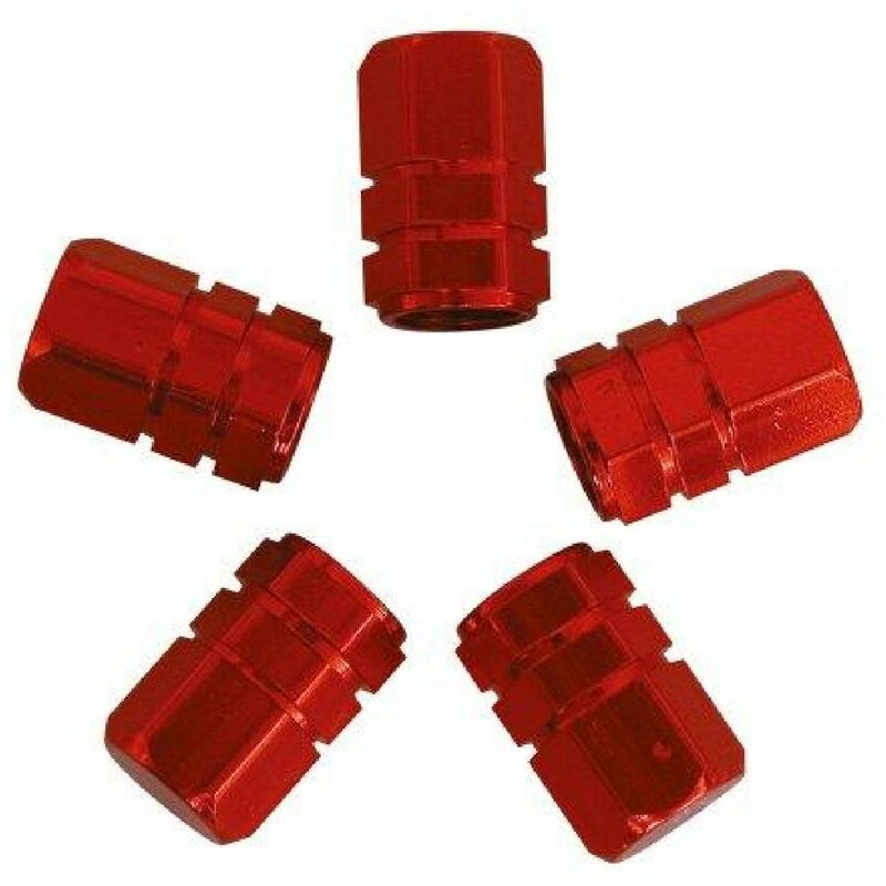 Capuchons de valve piston 5pcs rouge - Rouge