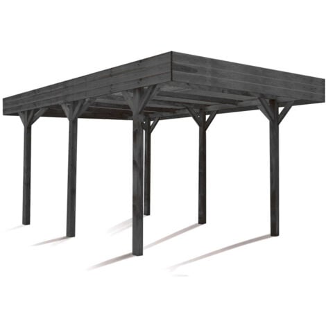 Carport 1 voiture en bois lasuré 13,3 m² - Louison