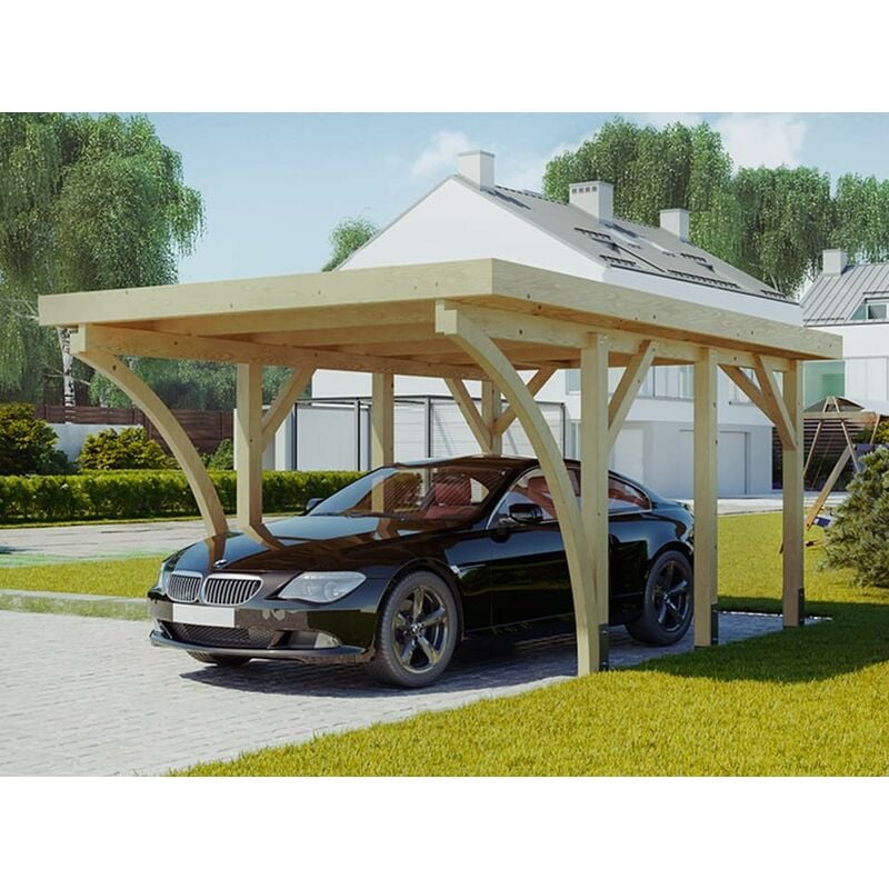 Direct Abris - Carport Bois palerme 1 Voitures - 510 x 340 - Abris pour Voitures - Bois des Regions Nordiques - Pin Traité Autoclave - Design Moderne
