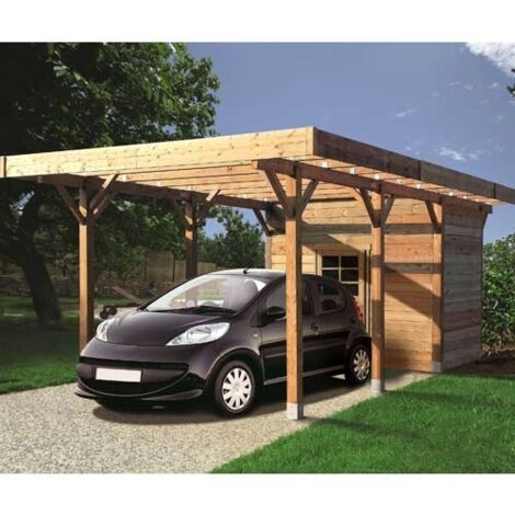 Carport 3064 x 7064 mm avec abri de rangement, Ancrage Aucun