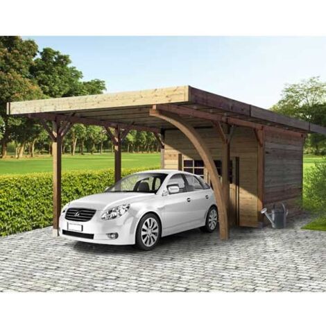 Carport 4064 x 7064 mm avec abri de rangement