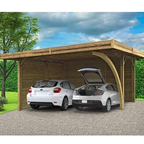Carport 5064 x 6064 mm 2 véhicules, Ancrage A enfoncer