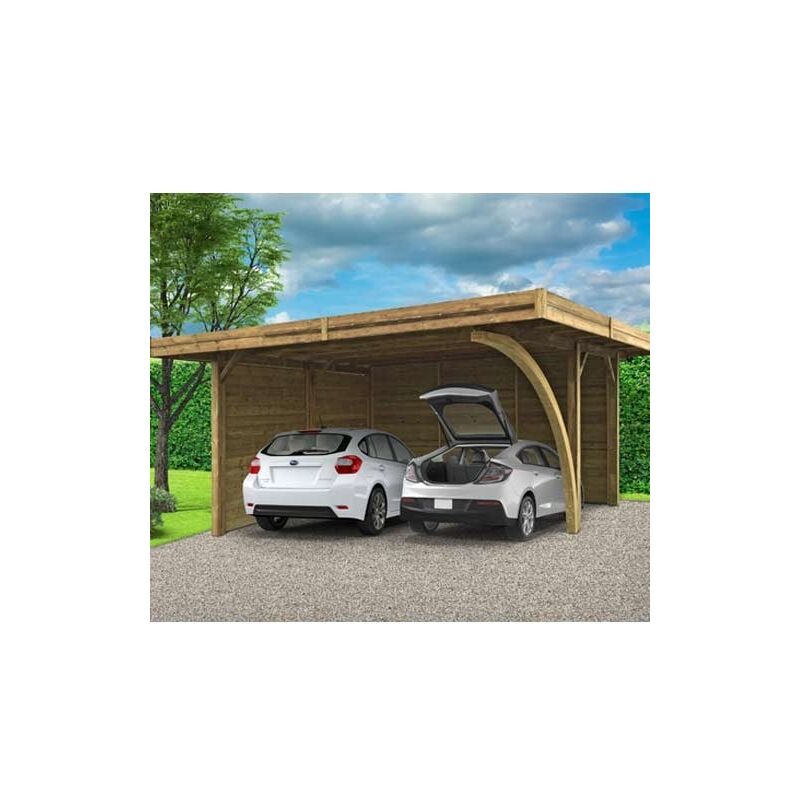 SOLID Carport 5064 x 6064 mm 2 v&eacute;hicules, Ancrage Aucun