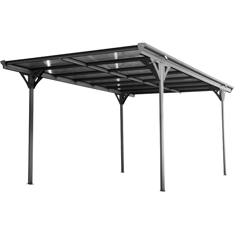Westmann Aluminium Flachdach Carport Helsinki 15 m² anthrazit inkl. Regenrinne