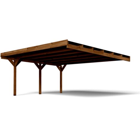 Cerland – Carport en bois traité 2 voitures 29,9 m² – Structure en pin sylvestre autoclave Classe 3 – Toiture en polycarbonate – Dimensions 602 x 512 x H. 269 cm