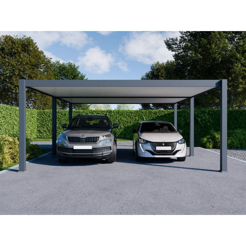 Direct Abris - Carport Aluminium 570 x 645 cm weston - 37 m2 - Hauteur : 255 - 2 Voitures - Abri Voiture Autoportant - Gouttière incluse - Pergola