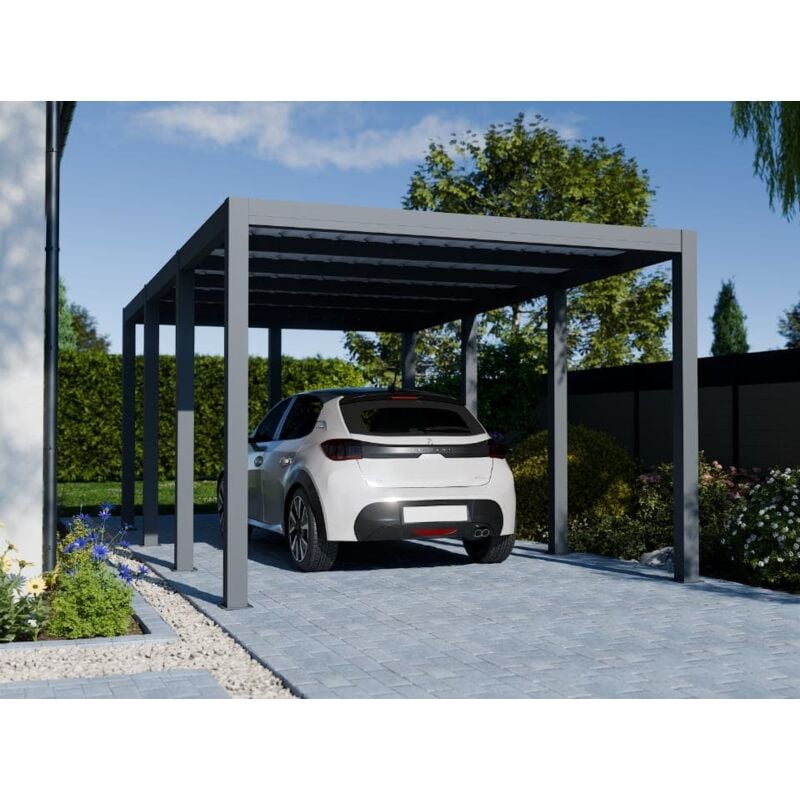 Direct Abris - Carport aluminium carlton 324 x 550 cm - 1 Voiture - 17,69m2 - Gris anthracite
