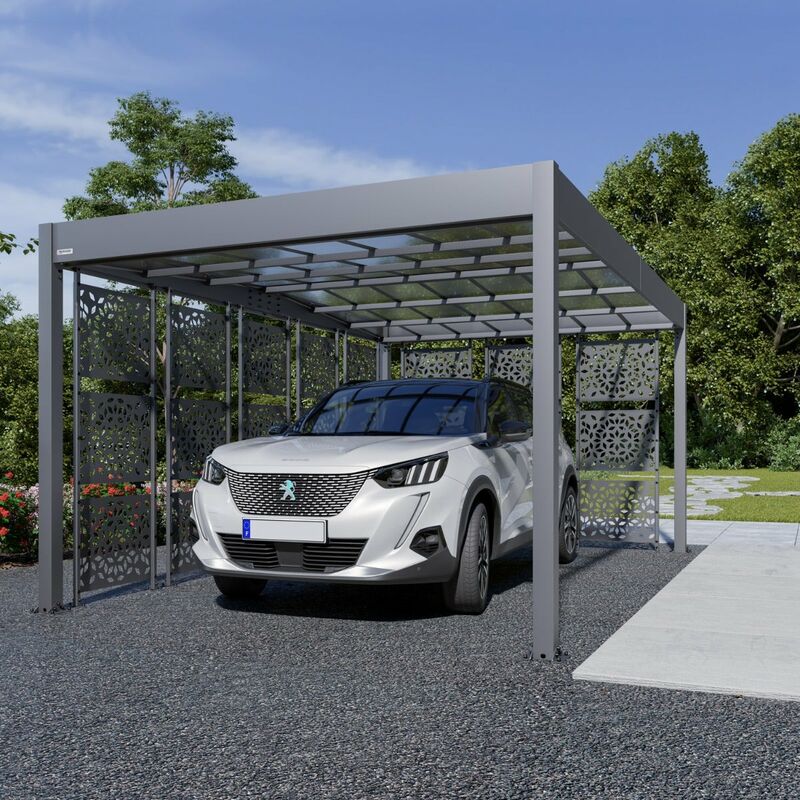 Trigano - Carport aluminium libeccio + 8 claustras - 16 m² - Gris