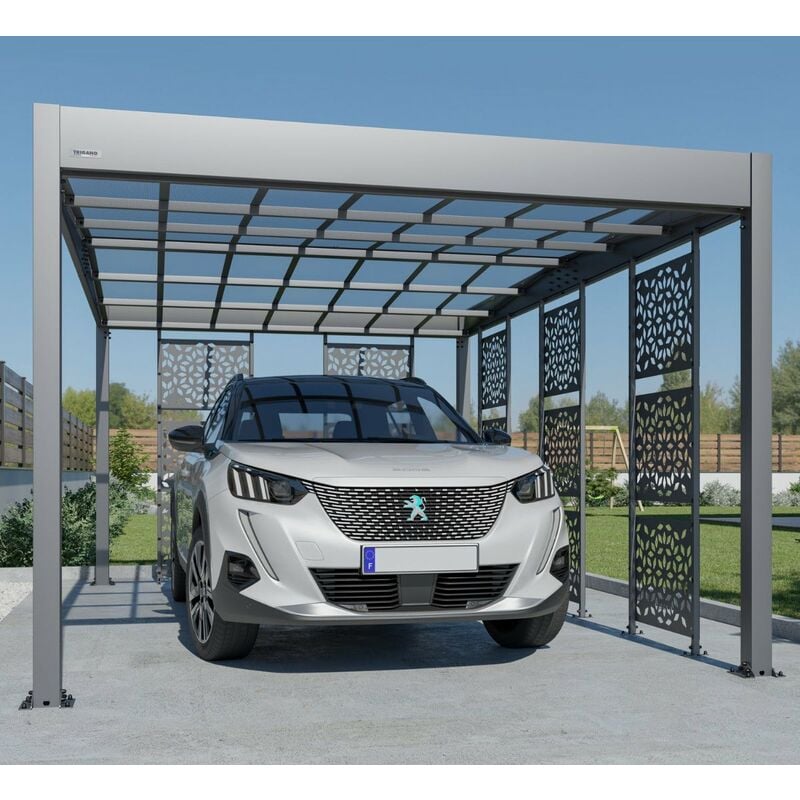 Carport aluminium Trigano libeccio + 5 claustras - 16 m² - Gris