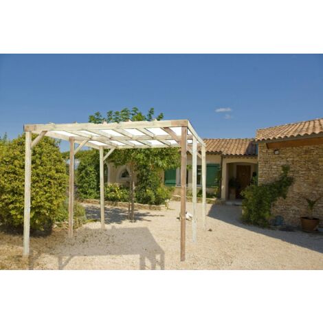 Carport Autoclavé toit plat sans couverture - S.h.t. : 14,91 m2