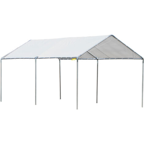 Carport auvent pour voiture 6 x 3 m acier galvanisé robuste PE haute densité blanc