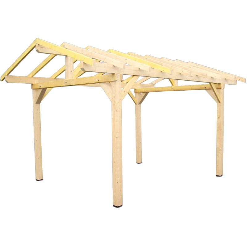 Foresta - habrita Auvent Double Pente 17,50 m² – Sapin du Nord Contrecollé – Structure en Bois – Sans Couverture