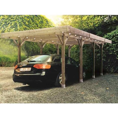 Carport base 3x5 H 2,5m, Ancrage A visser, Panneaux de toit Métal
