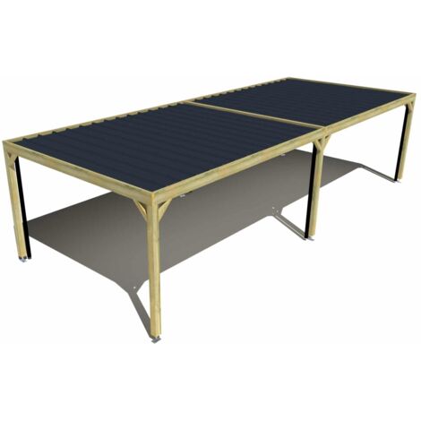 Carport bois • 10m x 4m • indépendante • sens largeur • livraison comprise