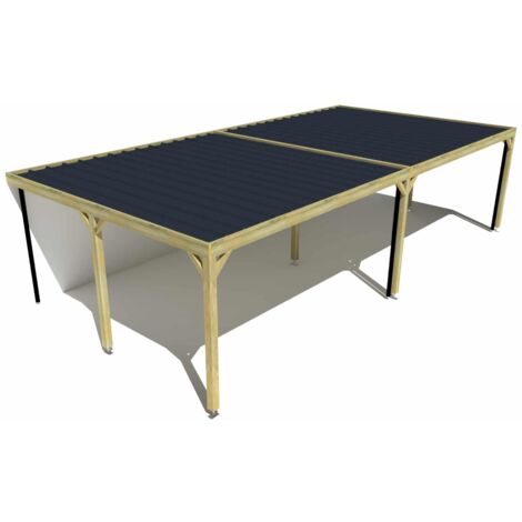 Carport bois • 10m x 5m • adossée • sens largeur • livraison comprise