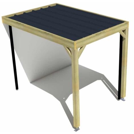 Carport bois • 2m x 3m • adossée • sens largeur • livraison comprise