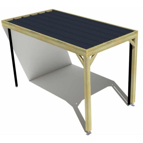 Carport bois • 2m x 4m • adossée • sens largeur • livraison comprise