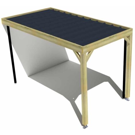 Carport bois • 2m x 4m • adossée • sens profondeur • livraison comprise