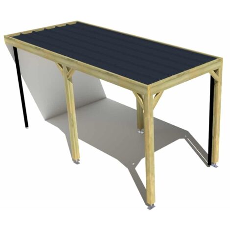 Carport bois • 2m x 5m • adossée • sens largeur • livraison comprise