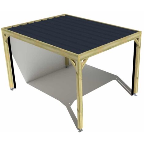Carport bois • 3m x 4m • adossée • sens largeur • livraison comprise