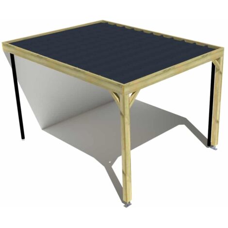 Carport bois • 3m x 4m • adossée • sens profondeur • livraison comprise