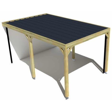 Carport bois • 3m x 5m • adossée • sens largeur • livraison comprise