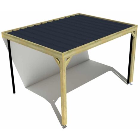 Carport bois • 4m x 3m • adossée • sens largeur • livraison comprise