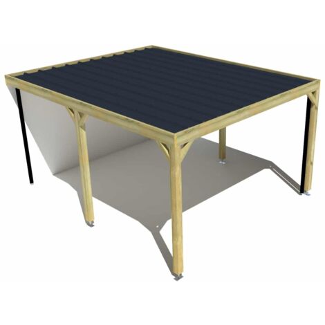 Carport bois • 4m x 5m • adossée • sens largeur • livraison comprise