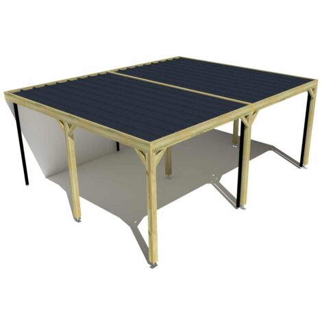 Carport bois • 6m x 5m • adossée • sens largeur • livraison comprise