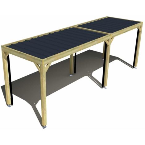 Carport bois • 7m x 2m • indépendante • sens largeur • livraison comprise