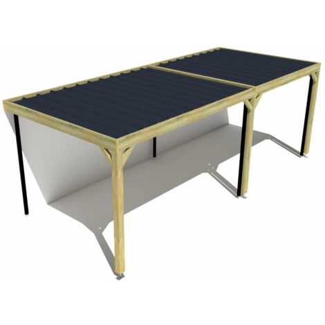 Carport bois • 7m x 3m • adossée • sens largeur • livraison comprise