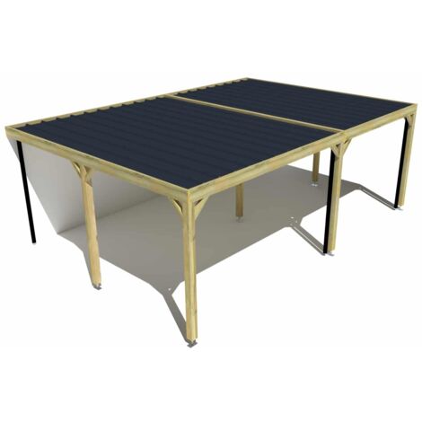 Carport bois • 7m x 5m • adossée • sens largeur • livraison comprise