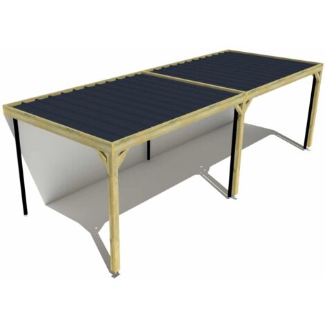 Carport bois • 8m x 3m • adossée • sens largeur • livraison comprise