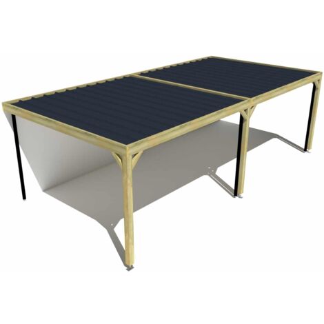 Carport bois • 8m x 4m • adossée • sens largeur • livraison comprise