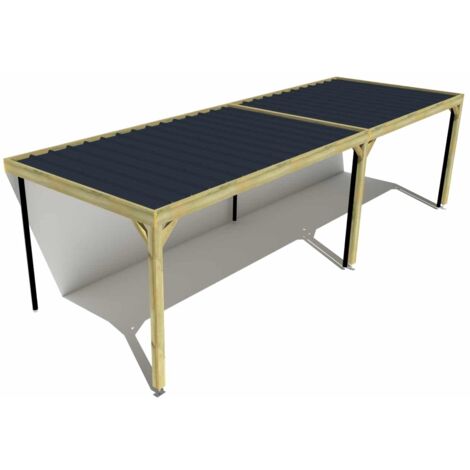 Carport bois • 9m x 3m • adossée • sens largeur • livraison comprise