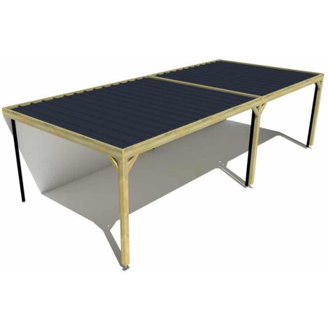 Carport bois • 9m x 4m • adossée • sens largeur • livraison comprise