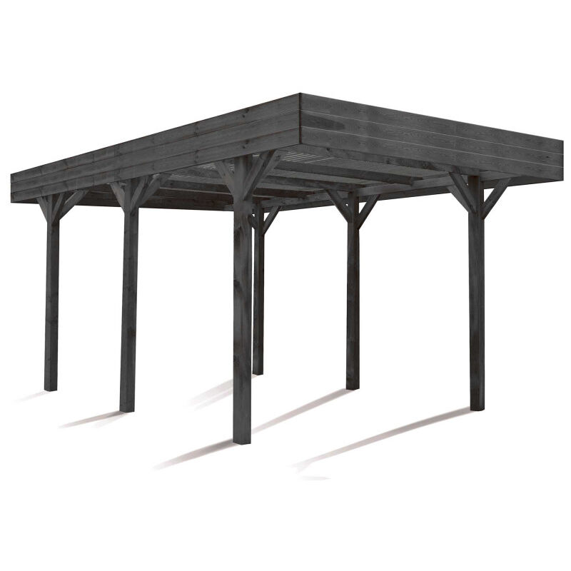 Carport 1 voiture en bois lasuré 13,3 m² - Louison