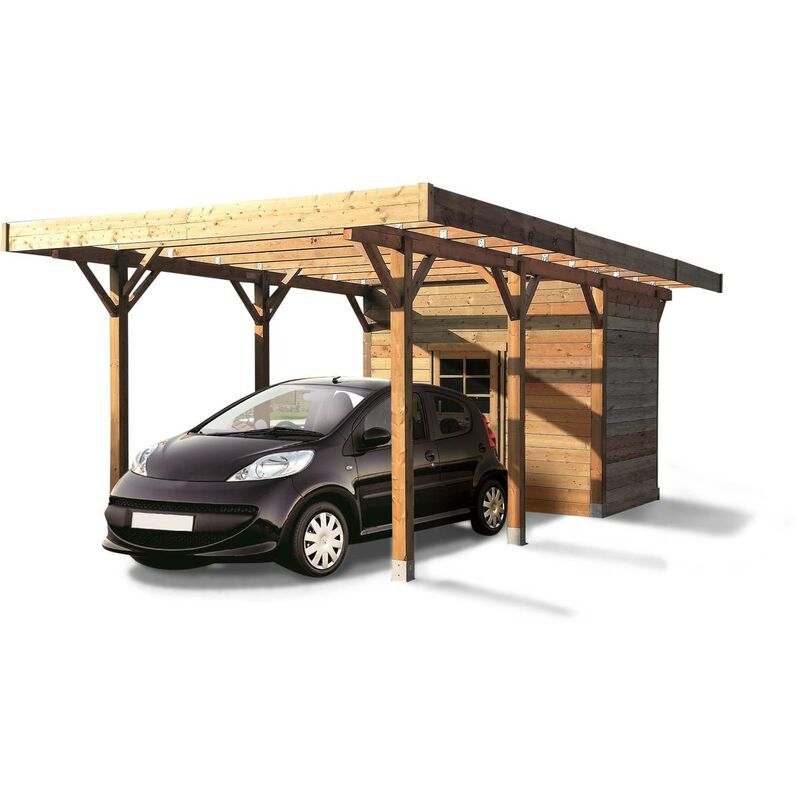 Solid - Carport voiture bois - 13.48 m² - 3.06 x 7.06 m
