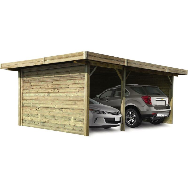 Solid - Carport voiture bois - 35 m² - 5.06 x 7.06 x 2.72 m
